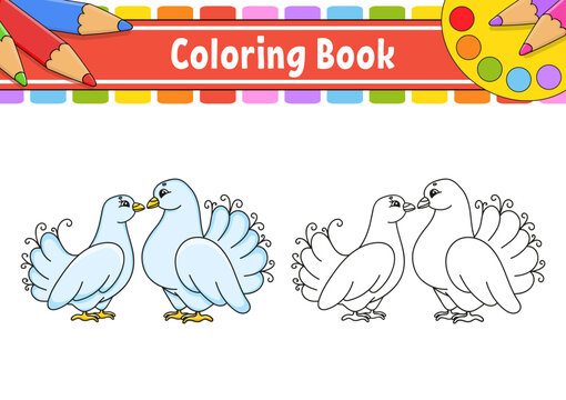 Coloring book for kids. cartoon character. Black contour silhouette. Isolated on white background. Vector illustration.