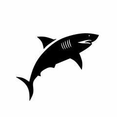 Shark icon. Shark black silhouette isolated on white background. Shark sign. Sea predator symbol. Vector illustration
