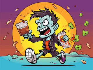 Halloween cartoon Frankenstein 