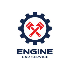Engine car service logo. automotive technology design template, vector illustration.