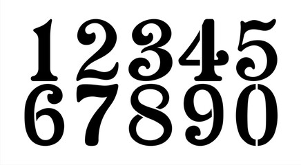 Vintage stencil numbers from zero to nine