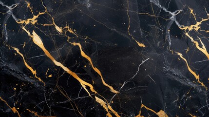 polished black marble with gold streaks background texture
