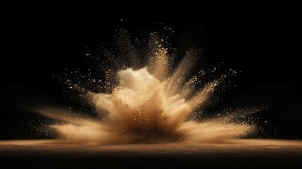 sand particles explosion on black background - obrazy, fototapety, plakaty
