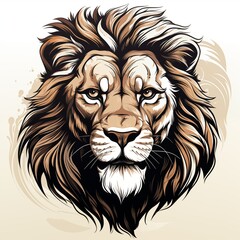 Obraz premium Shirt Design of Lion Head Vector Isolated on white Background. Generative AI