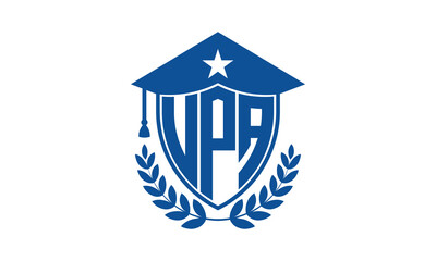 UPA three letter iconic academic logo design vector template. monogram, abstract, school, college, university, graduation cap symbol logo, shield, model, institute, educational, coaching canter, tech - obrazy, fototapety, plakaty