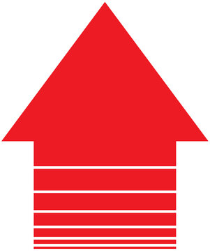 Vertical banner, Red arrow pointing up Gradualist thickness line. transparent background. PNG isolated