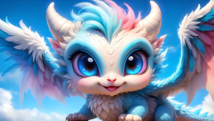 Obraz premium cartoon baby dragon