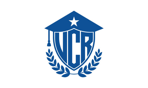 UCR three letter iconic academic logo design vector template. monogram, abstract, school, college, university, graduation cap symbol logo, shield, model, institute, educational, coaching canter, tech
