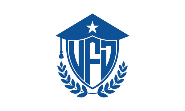 UFD three letter iconic academic logo design vector template. monogram, abstract, school, college, university, graduation cap symbol logo, shield, model, institute, educational, coaching canter, tech