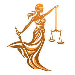 woman holding a balance scale, symbolizing equality and justice, on a white background, suitable for various creative projects