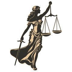 woman holding a balance scale, symbolizing equality and justice, on a white background, suitable for various creative projects