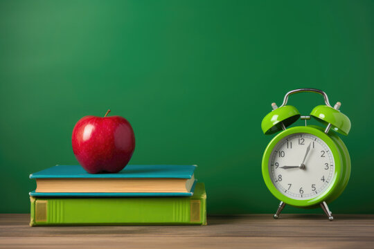 back to school concept with books and apple