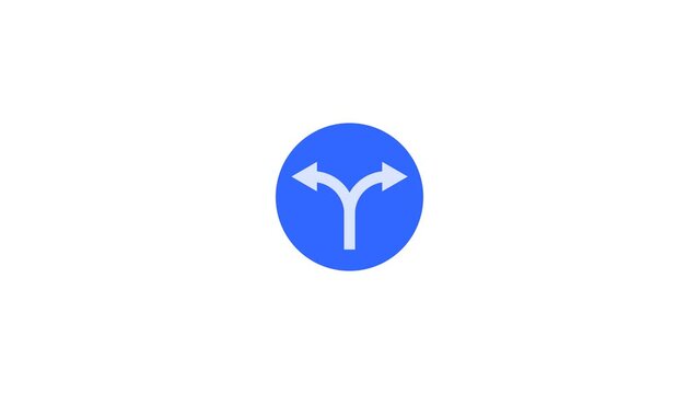 Turn left or right traffic sign icon animation. Transparent background. 4K Video