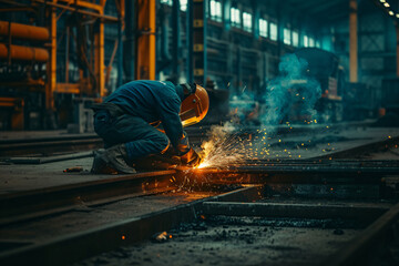 photo man is working at metal factory 