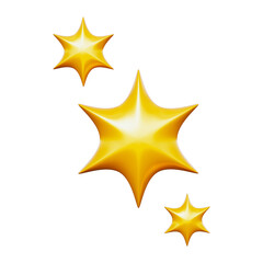 Set of Golden Sparkling Star 3D Icon