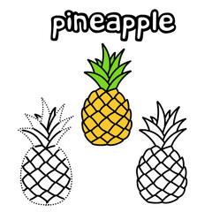 Coloring pictures of Pineapple  and connecting the dots for kindergarten children 