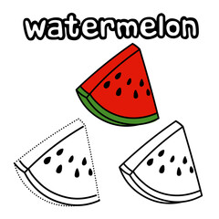 Coloring pictures of watermelon  and connecting the dots for kindergarten children 