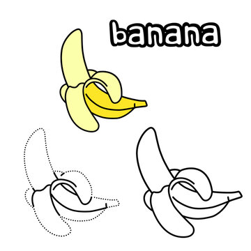Coloring pictures of bananas and connecting the dots for kindergarten children 