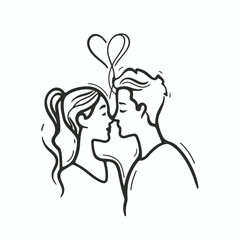 Outline graphic of love couple isolated background symbol