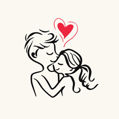 Outline graphic of love couple isolated background symbol