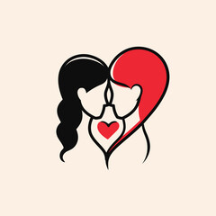 Outline graphic of love couple isolated background symbol