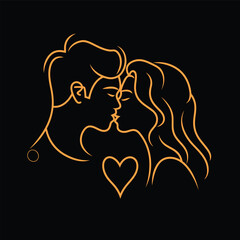 Outline graphic of love couple isolated background symbol