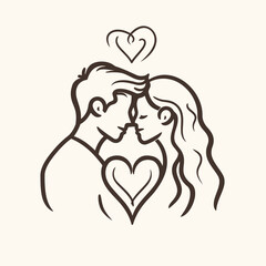 Naklejka premium Outline graphic of love couple isolated background symbol