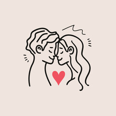 Fototapeta premium Outline graphic of love couple isolated background symbol
