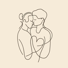 Outline graphic of love couple isolated background symbol