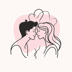 Outline graphic of love couple isolated background symbol