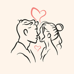 Outline graphic of love couple isolated background symbol