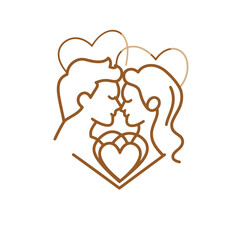 Outline graphic of love couple isolated background symbol