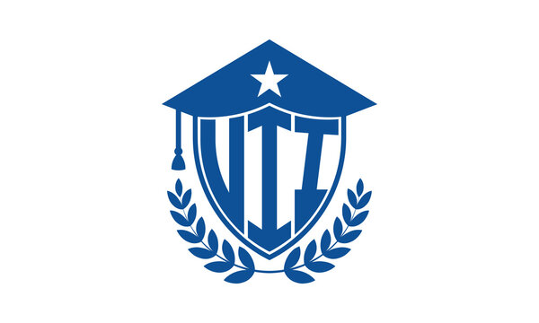 UII three letter iconic academic logo design vector template. monogram, abstract, school, college, university, graduation cap symbol logo, shield, model, institute, educational, coaching canter, tech