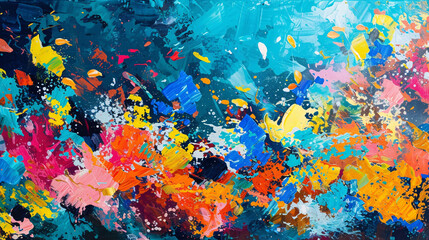 Abstract Colorful Acrylic Painting on Canvas