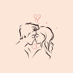 Outline graphic of love couple isolated background symbol