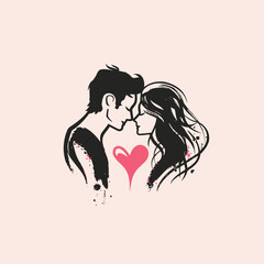 Outline graphic of love couple isolated background symbol