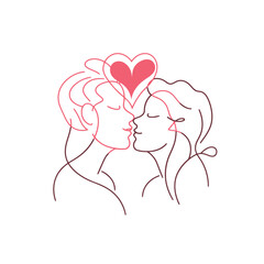 Outline graphic of love couple isolated background symbol