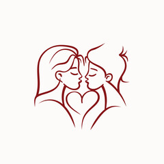 Outline graphic of love couple isolated background symbol