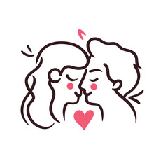 Outline graphic of love couple isolated background symbol