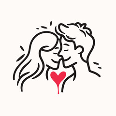 Outline graphic of love couple isolated background symbol