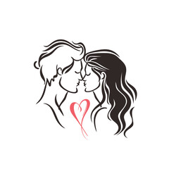 Outline graphic of love couple isolated background symbol