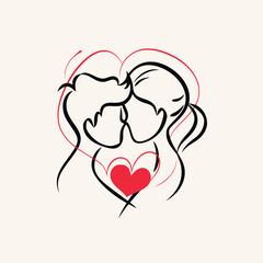 Outline graphic of love couple isolated background symbol