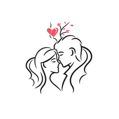 Outline graphic of love couple isolated background symbol