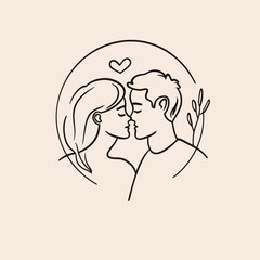Outline graphic of love couple isolated background symbol
