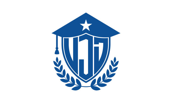 UJD three letter iconic academic logo design vector template. monogram, abstract, school, college, university, graduation cap symbol logo, shield, model, institute, educational, coaching canter, tech