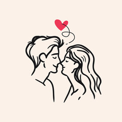 Outline graphic of love couple isolated background symbol
