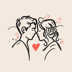 Outline graphic of love couple isolated background symbol