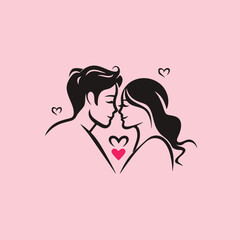 Outline graphic of love couple isolated background symbol