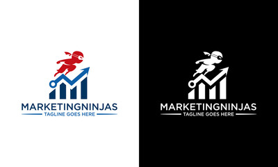 Creative Ninja management logo design, Trade Bull Chart, financial logos. modern eye catching logo. Economic finance chart icon business productivity logo icon. Business analysis.