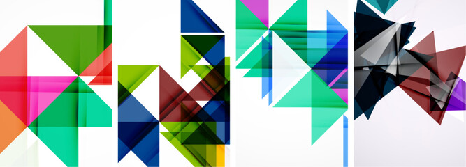 Triangle poster geometric background set